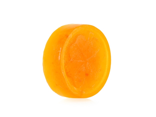 orange soap isolated on white background.