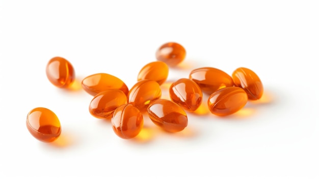 Photo orange softgels on white background