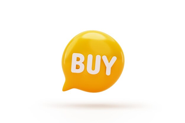 Orange speech bubble buy purchase icon sign or symbol online shopping concept 3d rendering