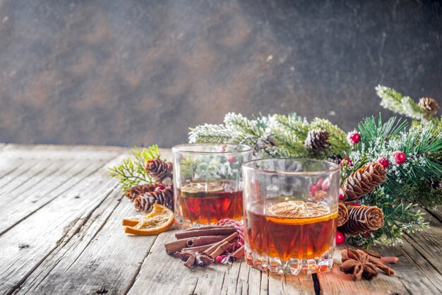 Orange, spice and bourbon whiskey cocktail