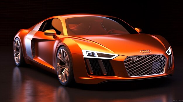 Photo an orange sports car with the word audi on the fr