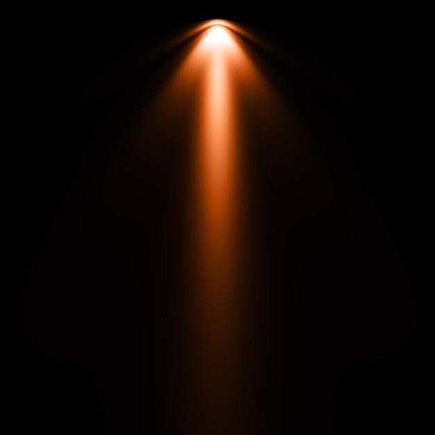 Фото Оранжевый прожектор освещения с черным фоном
