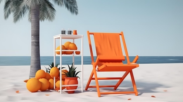 A orange stand with a bunch of oranges on it next to a palm tree.