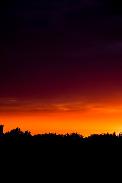 orange summer sky with clouds during sunset