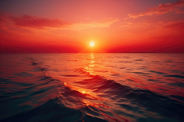 Orange sunset on the sea