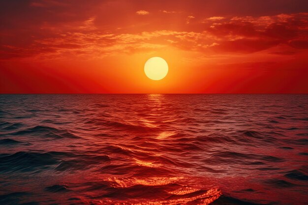 Orange sunset on the sea