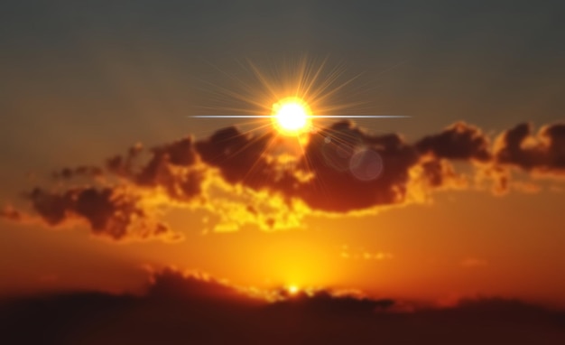 orange sunset and sun light banner background