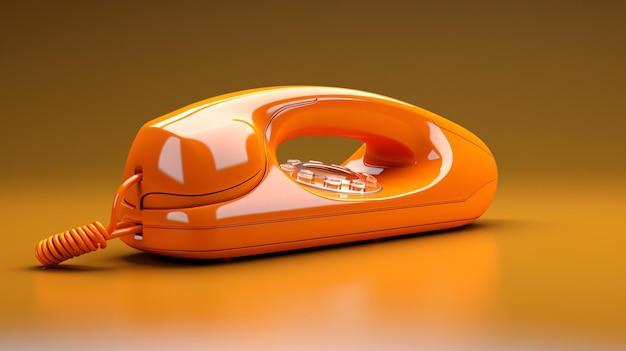 Photo orange telephone handset 3d rendering