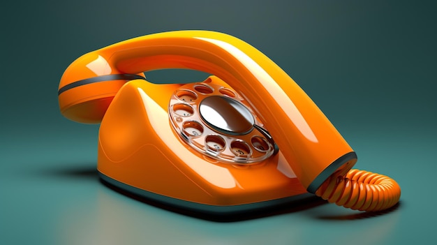 Orange Telephone handset 3d rendering