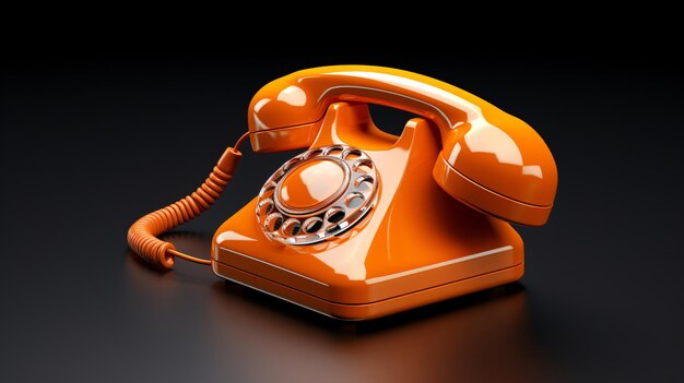 Orange Telephone handset 3d rendering