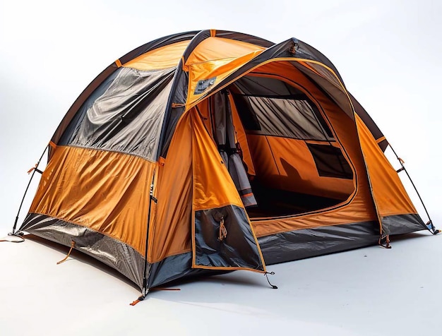 Orange tourist tent on a white background Generative AI