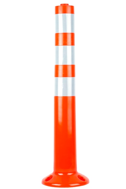 Photo orange traffic bollard with isolated white background with clipping path