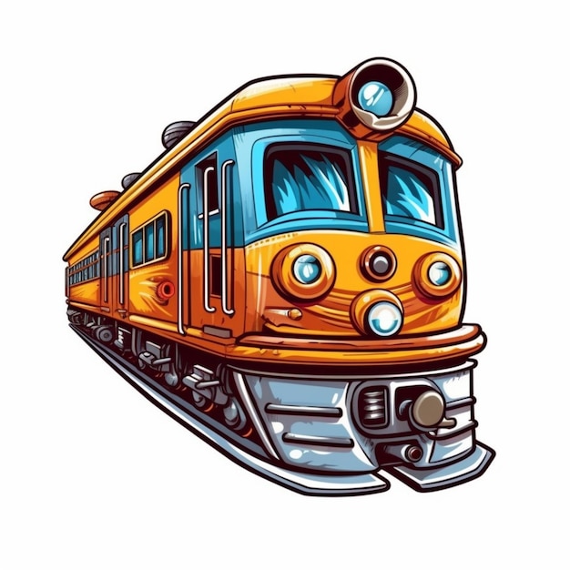 An orange train with the word train on it