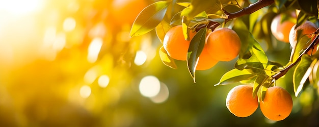 Foto lo sfondo del frutteto del ramo dell'albero arancione con lo spazio di copia ai generato