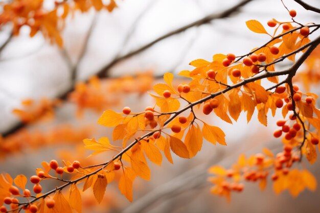 an orange tree branch with berries on it