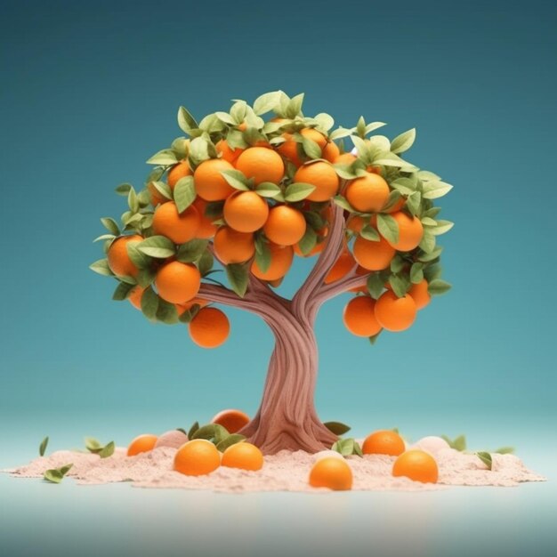 Orange tree for decoration clay cartoon ai generated