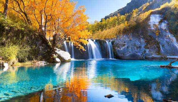 Photo orange tree with blue water