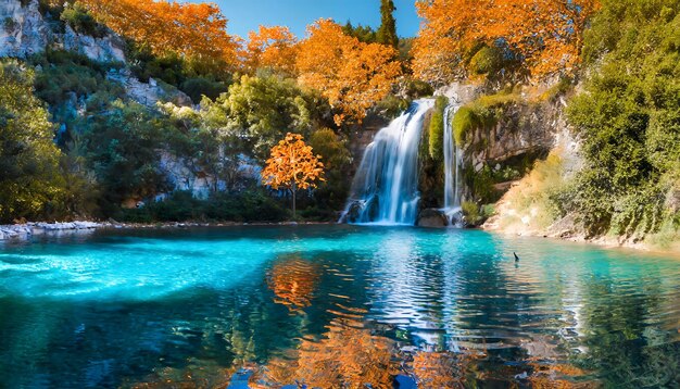 Photo orange tree with blue water