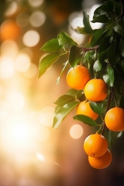 Orange tree with green leaves and the word tangerine on it