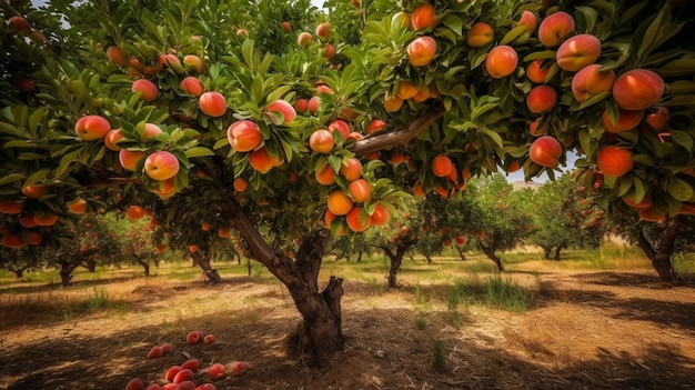 an orange tree with the word peaches on it