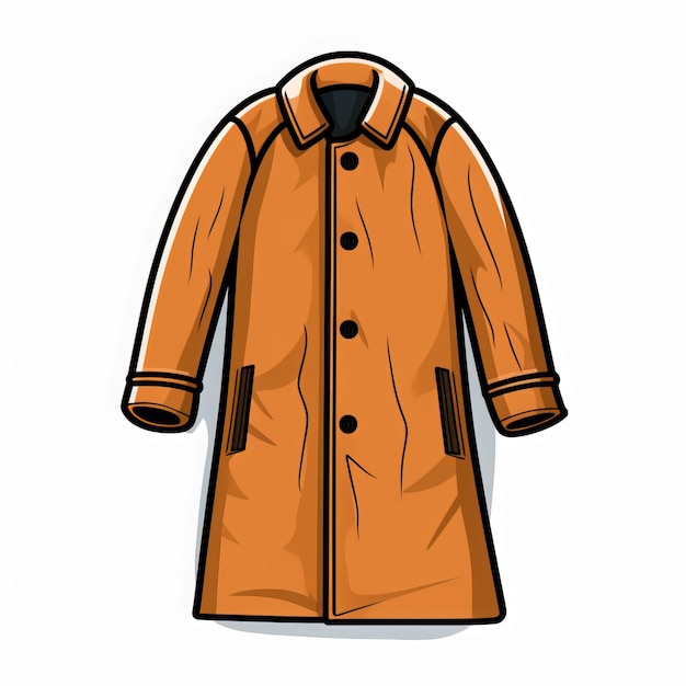색 바탕에 고립된 오렌지색 트렌치 코트 트렌치코트의 터 일러스트레이션