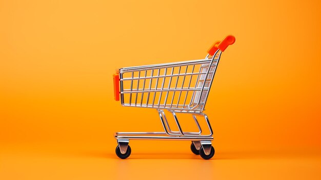 Orange trolley over white background trolley symbol of shopping in process sales business program