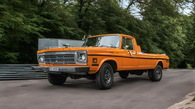 an orange truck with the license plate number plate n