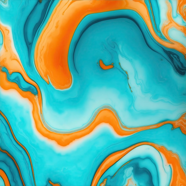 Photo orange and turquoise marble textured background