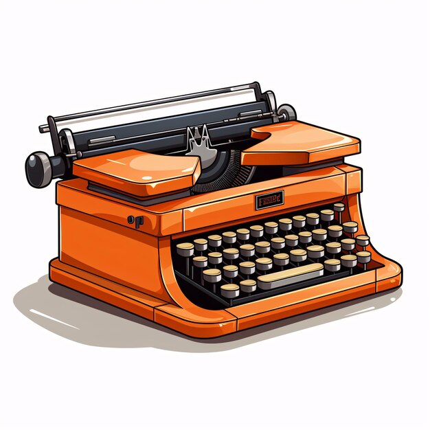 an orange typewriter