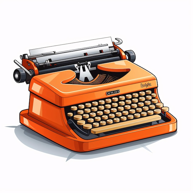 an orange typewriter