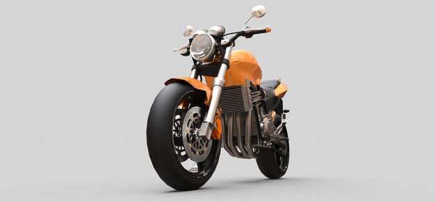 Оранжевый городской спортивный двухместный мотоцикл на серой поверхности