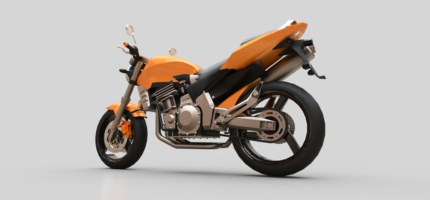 Orange urban sport two-seater motorcycle on a gray surface