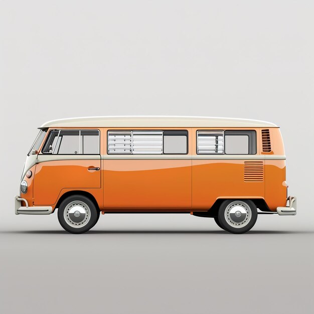 Photo an orange van with the word  vw  on the side