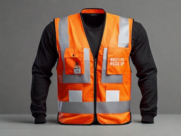 Photo an orange vest with the number 4 on it