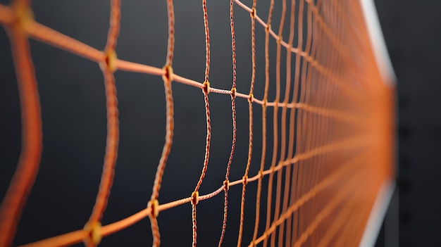 Photo orange volleyball net close up net has a tight focus in the foreground with a blurred background