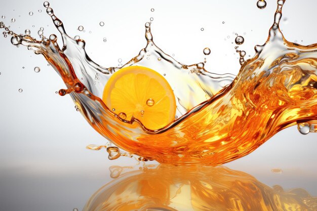 주황색 물 액체 스플래시 전문 광고 사진