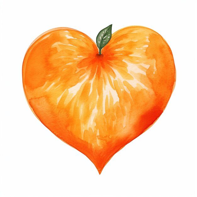 Photo orange watercolor heart with citrusy textures perfect for vibrant health and lovethemed illustrations