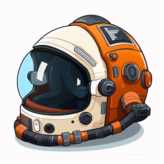 an orange and white astronaut helmet