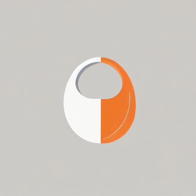 An orange and white circle with the word " on it "