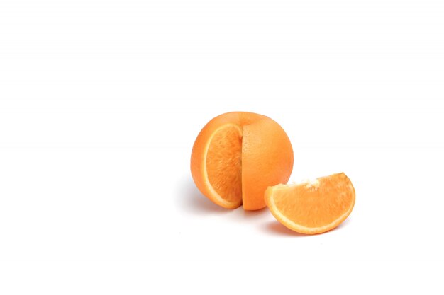 Orange on a white , composition, isolate.