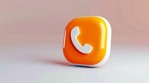 Оранжевая и белая икона телефона на белом фоне
