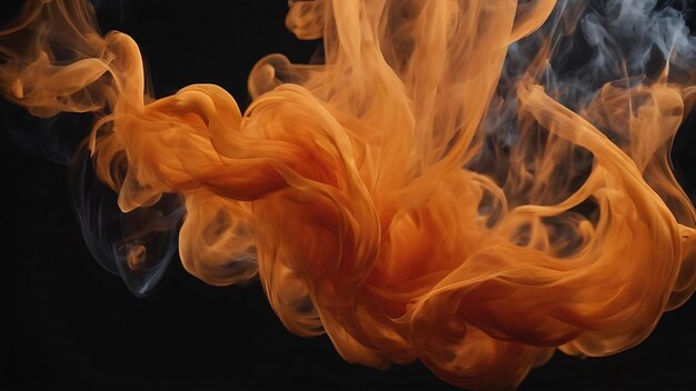 Photo an orange wispy smoke spread over a black background