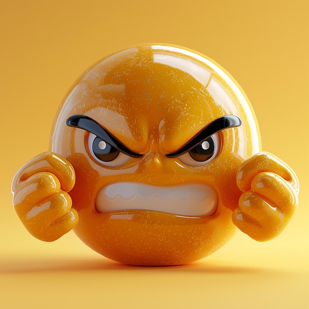 Photo a orange with a angry face on it