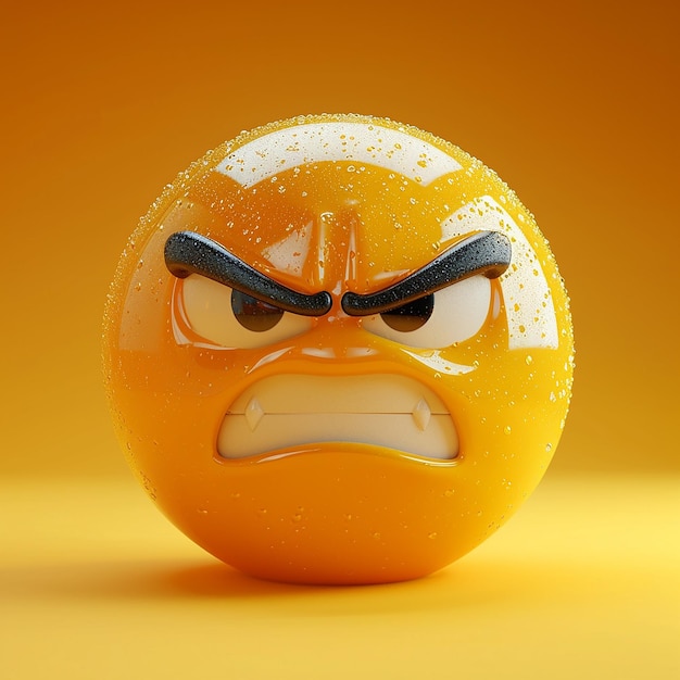 a orange with a angry face on it