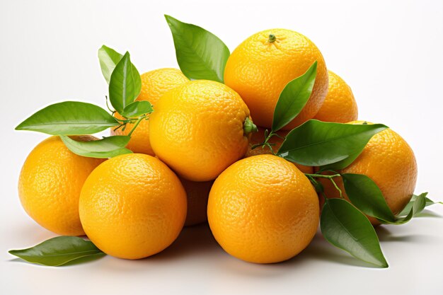 Photo an orange with chopped foliage segregated against a plain backdrop