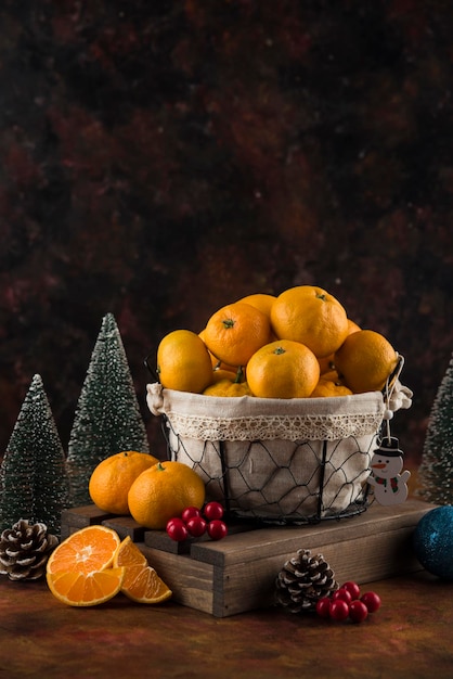 Orange with christmas trees decoring