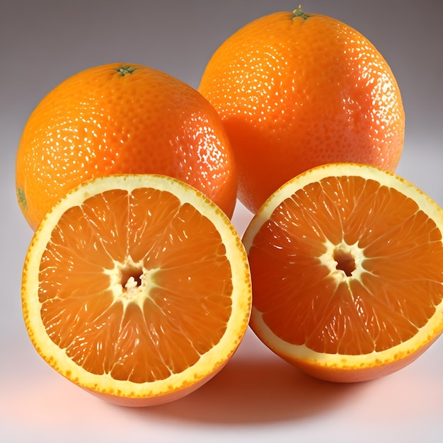 Orange with cut in half isolated