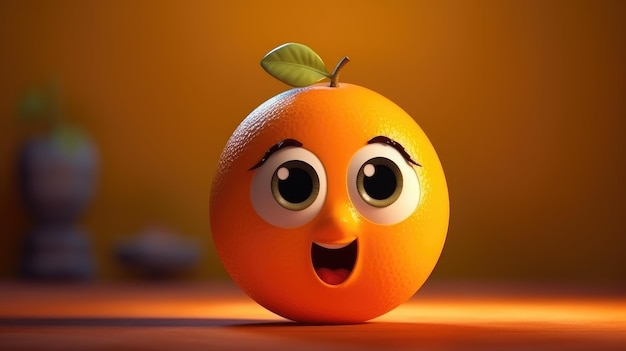 An orange with a face that says'orange '