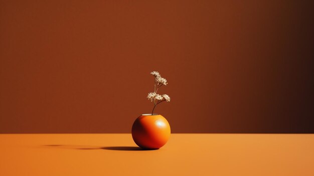 An orange with a flower on it