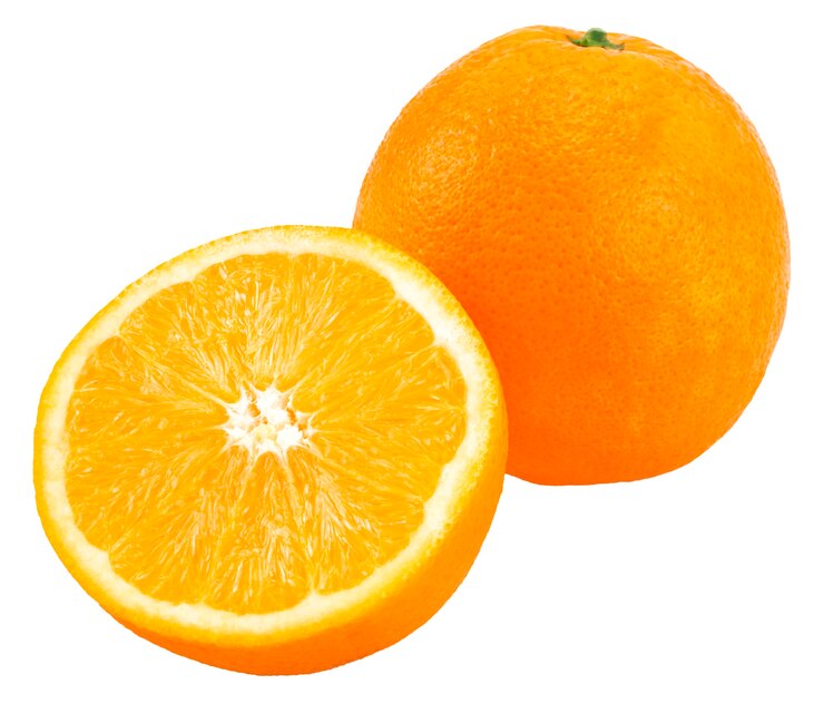 Photo orange with half of orange isolated on the white.